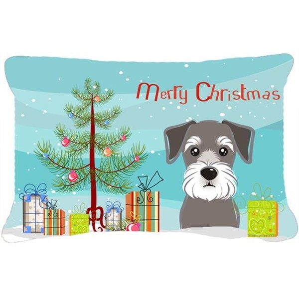 Carolines Treasures Carolines Treasures BB1578PW1216 Christmas Tree & Schnauzer Fabric Decorative Pillow BB1578PW1216